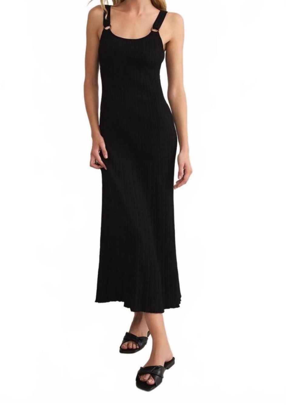 Z Supply Black Ribbed Tank with Tortoise Ring Straps
